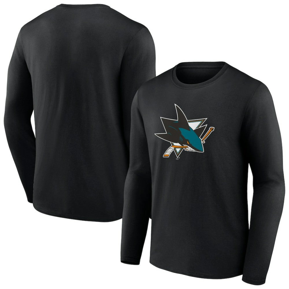 San Jose Sharks Primary Logo Team Long Sleeve T-Shirt - Black - NHL