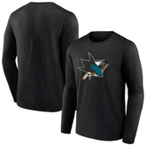 San Jose Sharks Primary Logo Team Long Sleeve T-Shirt - Black - NHL