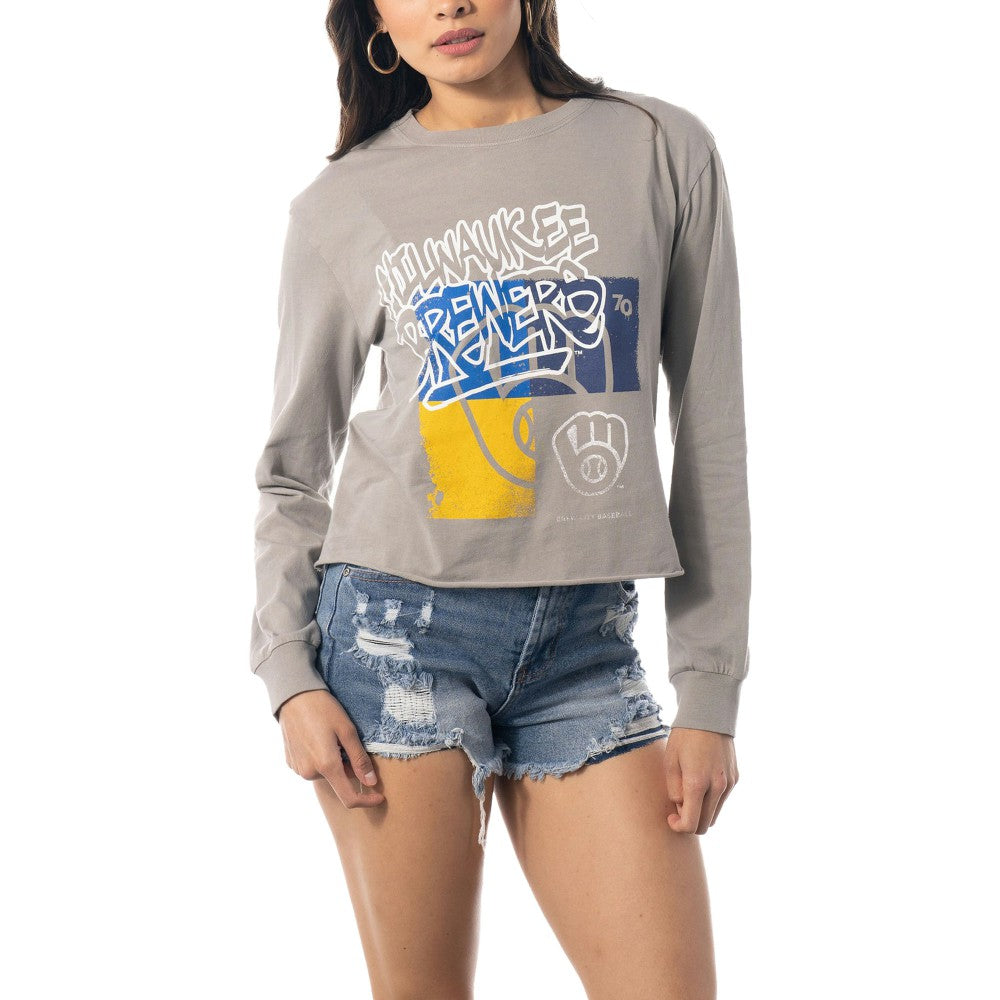 Milwaukee Brewers The Wild Collective Women's Cropped Long Sleeve T-Shirt - MLB