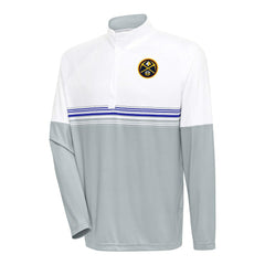 Denver Nuggets Antigua Bender Quarter-Zip Pullover Top White/Royal - NBA