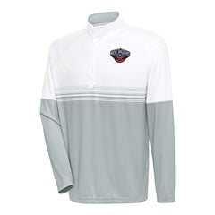 New Orleans Pelicans Antigua Bender Quarter-Zip Pullover Top White/Gray - NBA