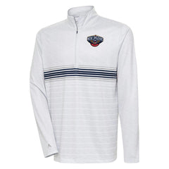 New Orleans Pelicans Antigua Bullseye Quarter-Zip Pullover Top Heather Gray/Navy - NBA