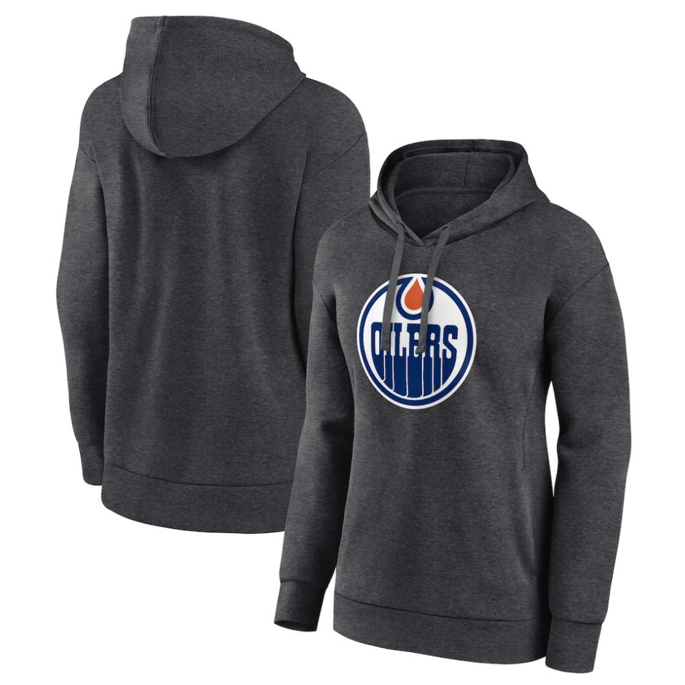 Edmonton Oilers Women's Primary Logo Pullover Hoodie - Charcoal - NHL