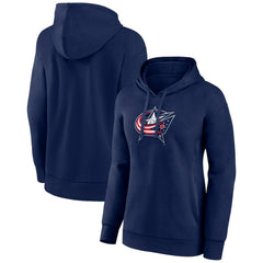Columbus Blue Jackets Women's Primary Logo Pullover Hoodie - Navy - NHL