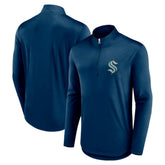 Seattle Kraken Fanatics Mock Neck Quarter-Zip Top - Deep Sea Blue - NHL