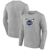 Charlotte Hornets Primary Team Logo Long Sleeve T-Shirt Gray - NBA