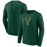 Milwaukee Bucks Primary Team Logo Long Sleeve T-Shirt Hunter Green - NBA
