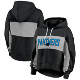 Carolina Panthers Women's Filled Stat Sheet Lighweight Modest Crop Hoodie Black | Fanatics