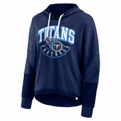 Tennessee Titans Women's Lightewight Modest Crop Lounge Helmet Arch Pullover Hoodie Navy | Fanatics
