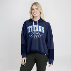 Tennessee Titans Women's Lightewight Modest Crop Lounge Helmet Arch Pullover Hoodie Navy | Fanatics