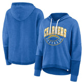 Los Angeles Chargers Women's Lightewight Modest Crop Lounge Helmet Arch Pullover Hoodie Powder Blue | Fanatics