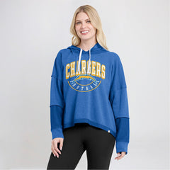 Los Angeles Chargers Women's Lightewight Modest Crop Lounge Helmet Arch Pullover Hoodie Powder Blue | Fanatics