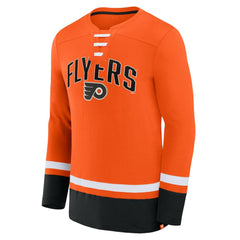 Philadelphia Flyers Fanatics Back Pass Lace-Up Long Sleeve T-Shirt - Orange - NHL