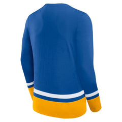 St. Louis Blues Fanatics Back Pass Lace-Up Long Sleeve T-Shirt - Blue - NHL