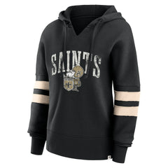 New Orleans Saints Women's Bold Move Dolman V-Neck Hip HIp Hoodie Black | Fanatics