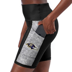 Baltimore Ravens Certo Women's High Waist Logo Two-Pocket Biker Shorts Black | NFL