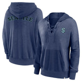 Seattle Kraken Fanatics Women's Breakout Lace-Up Pullover Hoodie - Navy - NHL