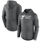 St. Louis Blues Fanatics Stacked Long Sleeve Hoodie T-Shirt - Heather Charcoal - NHL