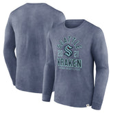 Seattle Kraken Fanatics Keep The Zone Long Sleeve T-Shirt - Heather Deep Sea Blue - NHL