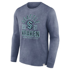 Seattle Kraken Fanatics Keep The Zone Long Sleeve T-Shirt - Heather Deep Sea Blue - NHL