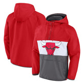 Chicago Bulls Anorak Flagrant Foul Color-Block Raglan Hoodie Half-Zip Jacket Red/Gray - NBA