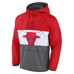 Chicago Bulls Anorak Flagrant Foul Color-Block Raglan Hoodie Half-Zip Jacket Red/Gray - NBA