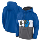 Dallas Mavericks Anorak Flagrant Foul Color-Block Raglan Hoodie Half-Zip Jacket Blue/Gray - NBA