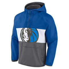 Dallas Mavericks Anorak Flagrant Foul Color-Block Raglan Hoodie Half-Zip Jacket Blue/Gray - NBA