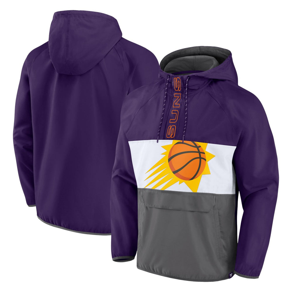 Phoenix Suns Anorak Flagrant Foul Color-Block Raglan Hoodie Half-Zip Jacket Purple/Gray - NBA