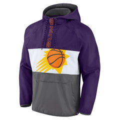Phoenix Suns Anorak Flagrant Foul Color-Block Raglan Hoodie Half-Zip Jacket Purple/Gray - NBA