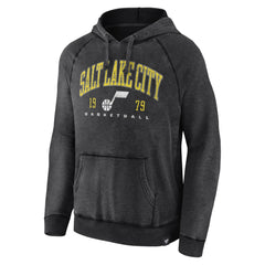 Utah Jazz Foul Trouble Snow Wash Raglan Pullover Hoodie Heather Charcoal - NBA