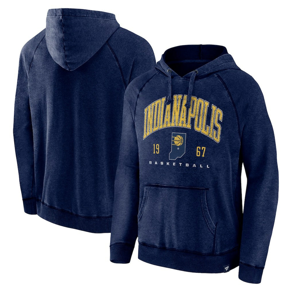 Indiana Pacers Foul Trouble Snow Wash Raglan Pullover Hoodie Heather Navy - NBA
