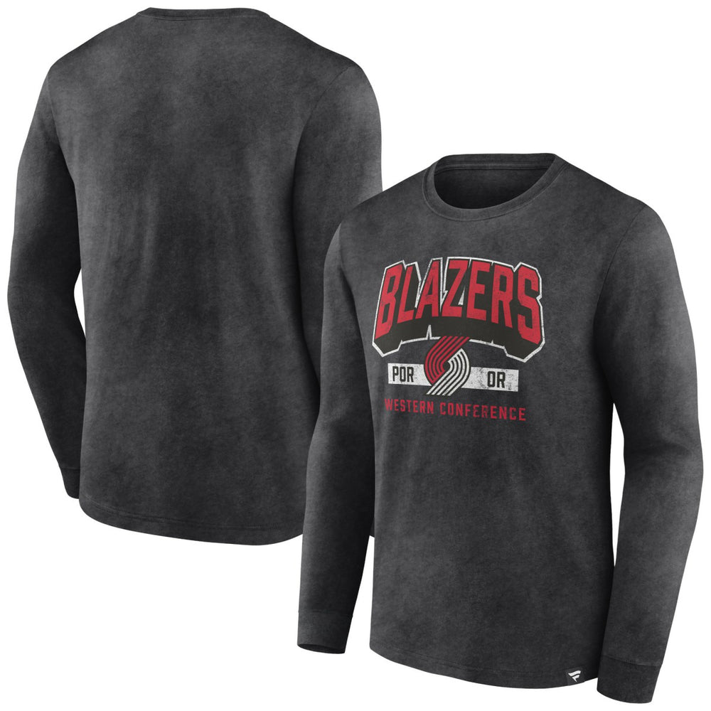 Portland Trail Blazers Front Court Press Snow Wash Long Sleeve T-Shirt Heather Charcoal - NBA