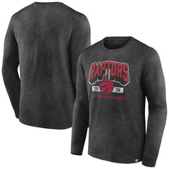 Toronto Raptors Front Court Press Snow Wash Long Sleeve T-Shirt Heather Charcoal - NBA