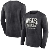 Brooklyn Nets Front Court Press Snow Wash Long Sleeve T-Shirt Heather Charcoal - NBA