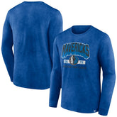 Dallas Mavericks Front Court Press Snow Wash Long Sleeve T-Shirt Heather Royal - NBA