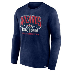 Washington Wizards Front Court Press Snow Wash Long Sleeve T-Shirt Heather Navy - NBA