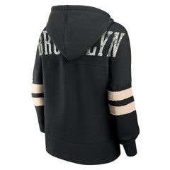 Brooklyn Nets Women's Bold Move Dolman V-Neck High Hip Hoodie Black - NBA
