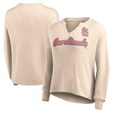 St. Louis Cardinals Fanatics Women's Go For It Waffle Knit Long Sleeve Notch Neck T-Shirt - MLB