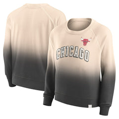 Chicago Bulls Women's Lounge Arch Raglan Pullover Sweatshirt Tan/Black - NBA