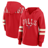 Chicago Bulls Women's Bold Move Dolman V-Neck High Hip Hoodie Red - NBA