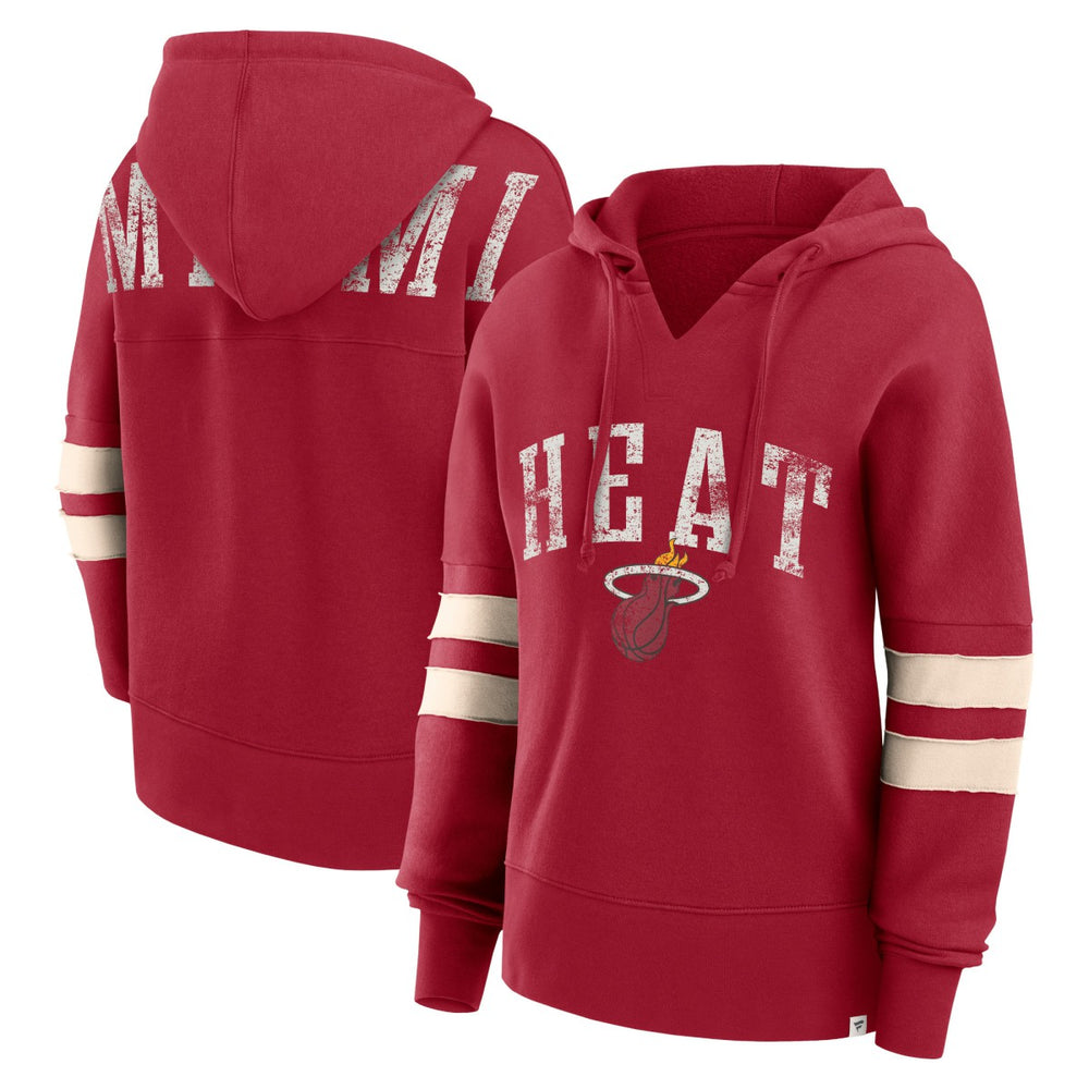 Miami Heat Women's Bold Move Dolman V-Neck High Hip Hoodie Red - NBA
