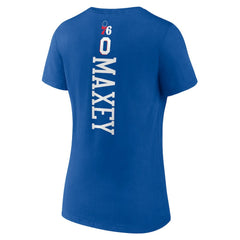 Tyrese Maxey Philadelphia 76ers Women's Playmaker Team Name & Number V-Neck T-Shirt Royal - NBA
