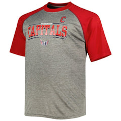 Alexander Ovechkin Washington Capitals Fanatics Big & Tall Captain Patch Contrast Raglan Name & Number T-Shirt - Heather Gray/Red - NHL