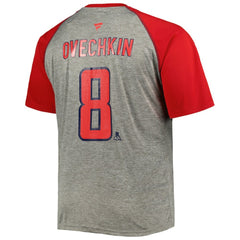 Alexander Ovechkin Washington Capitals Fanatics Big & Tall Captain Patch Contrast Raglan Name & Number T-Shirt - Heather Gray/Red - NHL