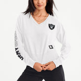 Las Vegas Raiders DKNY Sport Women's Lily V-Neck Pullover Sweatshirt White | NFL