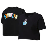 Brooklyn Nets Pro Standard Women's Washed Neon Cropped Boxy T-Shirt Black - NBA