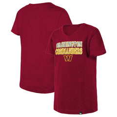 Washington Commanders New Era Girls Youth Reverse Sequin V-Neck T-Shirt Burgundy | NFL