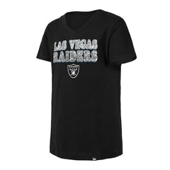 Las Vegas Raiders New Era Girls Youth Reverse Sequin V-Neck T-Shirt Black | NFL