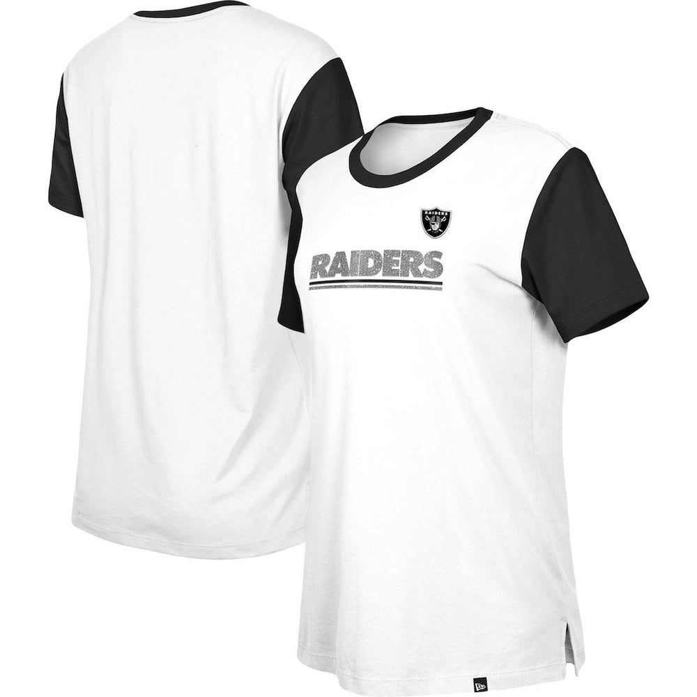 Las Vegas Raiders New Era Women's Third Down Colorblock T-Shirt White/Black | NFL